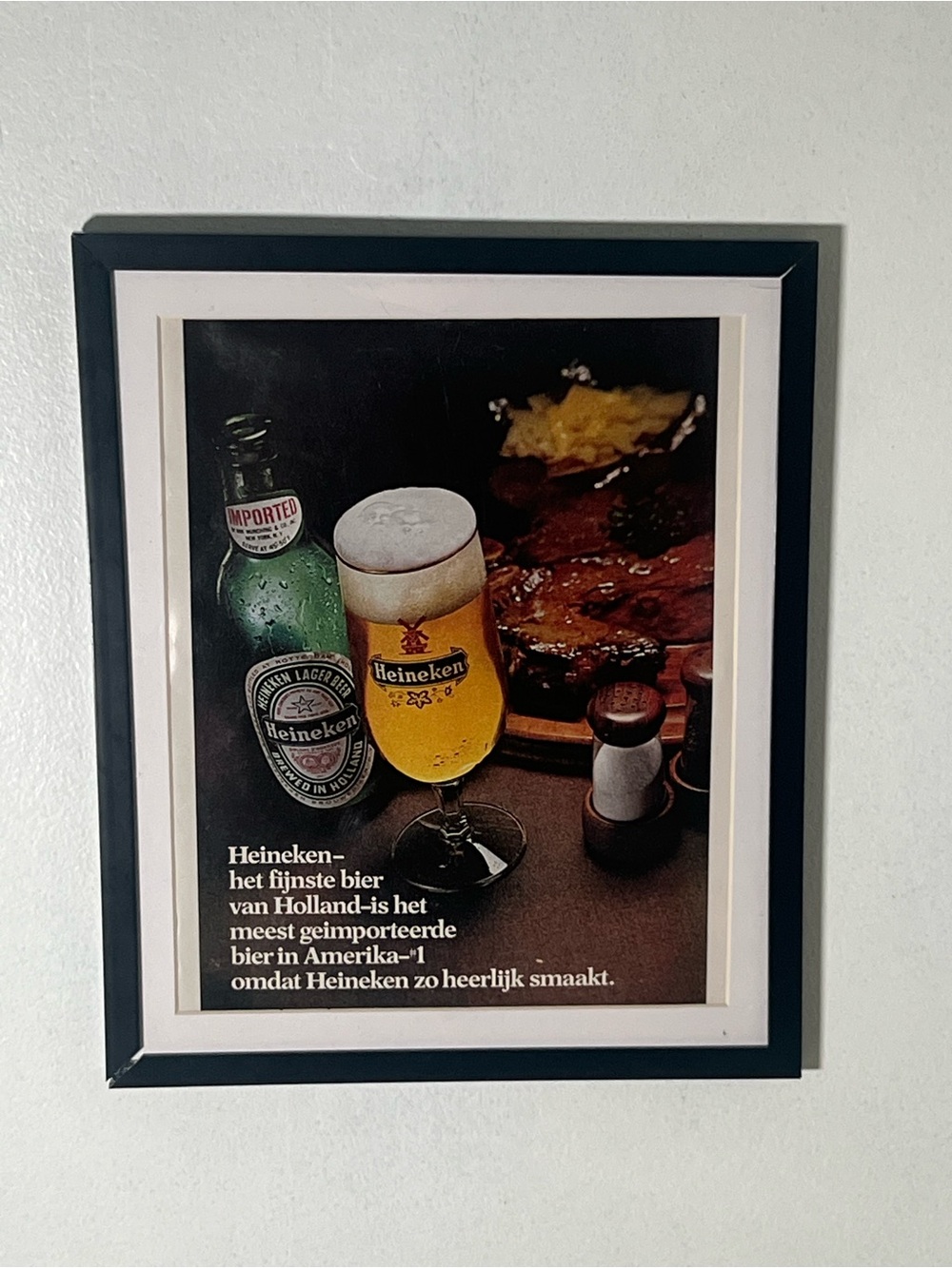 Vintage Heineken Beer Advertisement Framed Wall Art Home Decor Ad Memorabilia